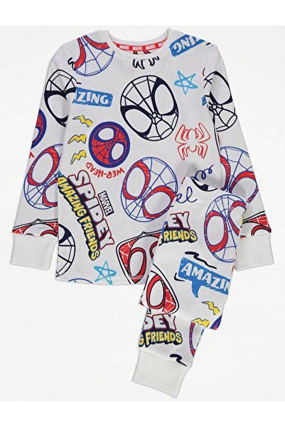 SPIDERMAN Örümcek Adam Desenli Bisiklet Yaka Uzun Kollu %100 Pamuk Erkek Çocuk Pijama Takımı