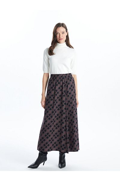 LC Waikiki Lcwk Women's Elastic Waist Patterned Skirt