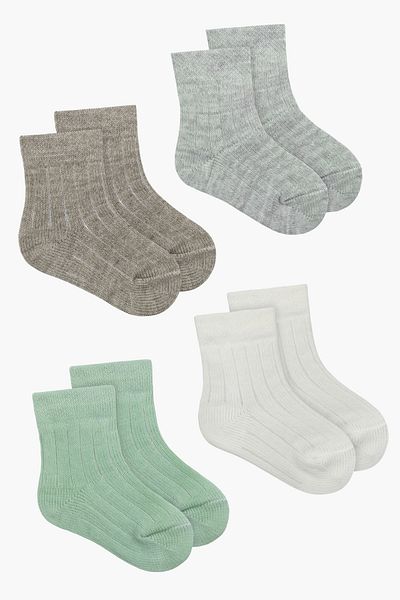Little Jom Baby Socks Set of 4, 100% Cotton Baby Socks 0-18 Months