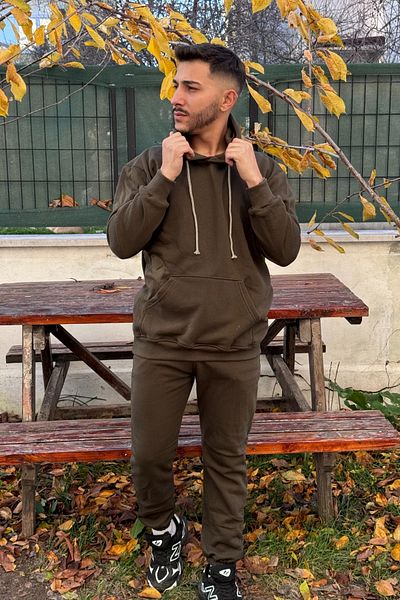 ruNadeS Ανδρικό σετ φόρμας με κουκούλα με κουκούλα με 3 νήματα - Casual