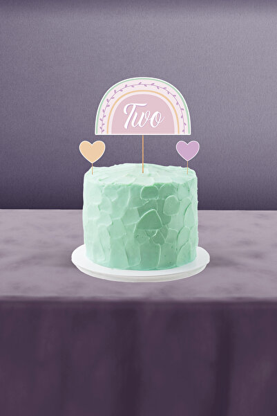 Hey Parti Boho Baby Girl 2 ani Curcubeu Tematică Baby Girl Două 3 piese Ornament pentru tort