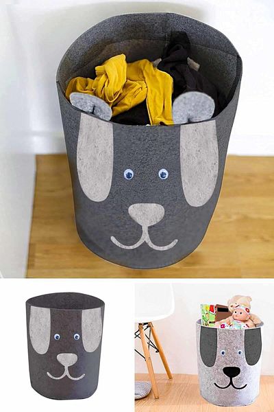 starnewstore shpwav Home ABO.04302.00 - Cutie de depozitare pentru jucării pentru camera copiilor cu figurine de câine din pâslă