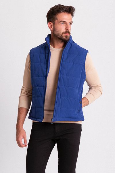 Mcr Quilted Slim Fit Judge Collar Inflatable Men's Vest Indigo - 40907.21Y
