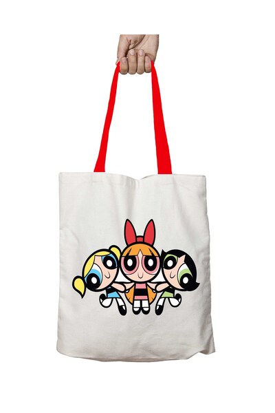 ART HEDİYE حقيبة كتف Powerpuff Girls قابلة للغسل بمقبض أحمر