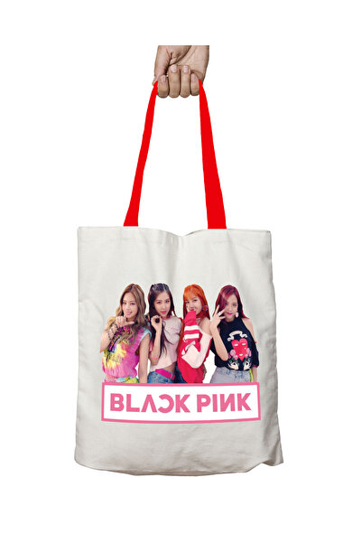 ART HEDİYE BlackPink Μαύρο Ροζ u Πλενόμενη τσάντα ώμου με κόκκινη λαβή