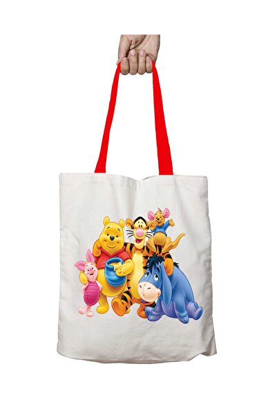 ART HEDİYE Τσάντα ώμου Winnie The Pooh που πλένεται με κόκκινη λαβή