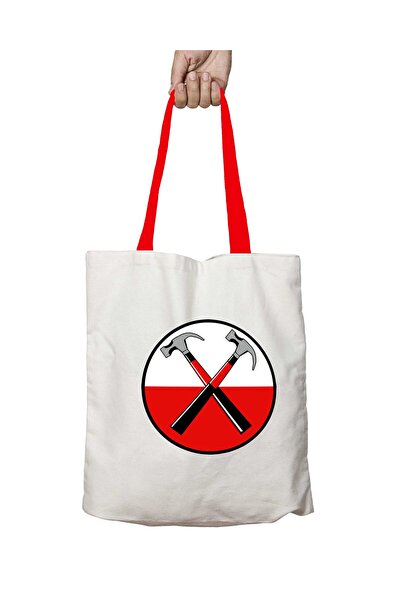 ART HEDİYE حقيبة كتف بينك فلويد سيمبول قابلة للغسل بمقبض أحمر