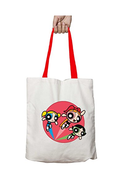 ART HEDİYE Червона сумка з ручками Powerpuff Girls, що можна прати