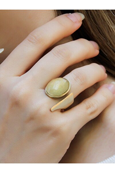 esha Doğal Taş Sitrin Doğal Taşlı Kadın Ayarlanabilir Yüzük euy2s