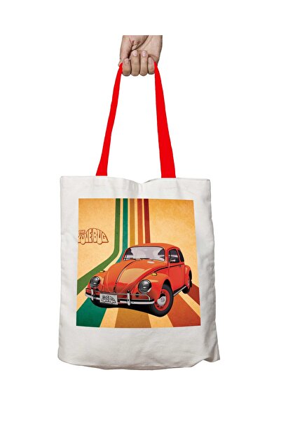 ART HEDİYE Red Handle Love Bug Beatle Vosvos Washable Shoulder Bag