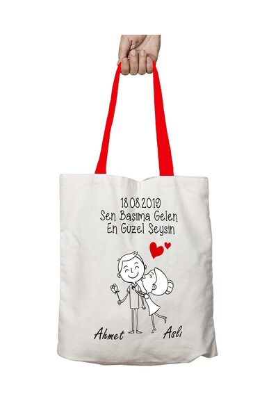 ART HEDİYE Red Handle You Are the Most Beautiful Thing to Me Washable Shoulde...