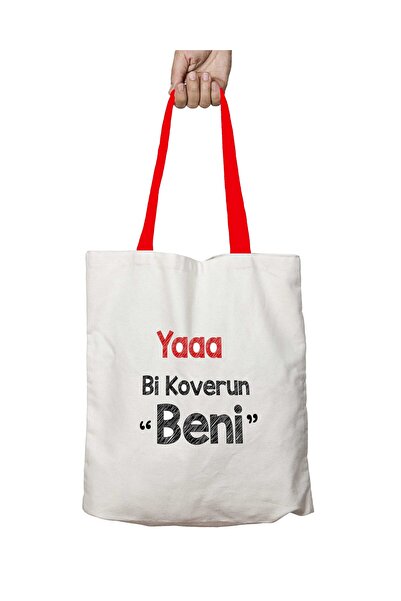ART HEDİYE مقبض أحمر Ya Be Koverun Me حقيبة كتف قابلة للغسل