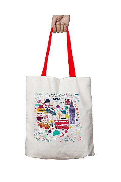 ART HEDİYE Red Handle Britain London Symbols Washable Shoulder Bag