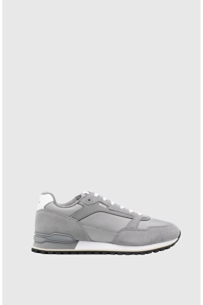 BOSS Erkek Süet Kumaş Rahat Taban Marka Logolu Bağcıklı Gri Sneaker 50523221-033