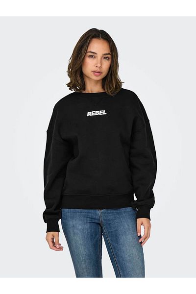 ONLY Γυναικείο φούτερ Onlsofia L/s Word O-neck Swt 15329876   Μαύρο