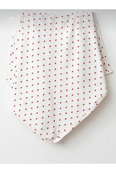 eyma home Red Heart Natural Cotton 80X90 cm Single Layer Baby Blanket