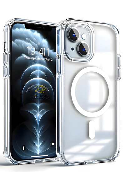 Fibaks İphone 13 - 14 - 15 Uyumlu Kılıf Kablosuz Şarj Magsafe Wireless Köşe Korumalı Darbe Emici Airbag