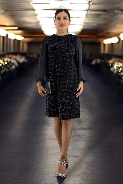 ALFUDO Moda Collection Βραδινό φόρεμα επιστροφής στο σπίτι με μαύρη παγιέτα - Trend Special Occasion Dress