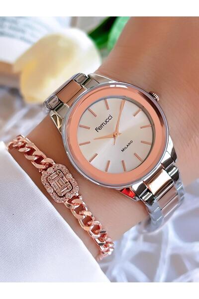 Ferrucci ساعة يد نسائية مقاومة للماء بطول 30 مترًا من الفولاذ للموسم الجديد B...