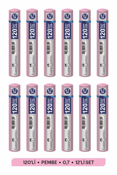 Faber Castell 120'li 0,7 Pembe Renk 12'li Set
