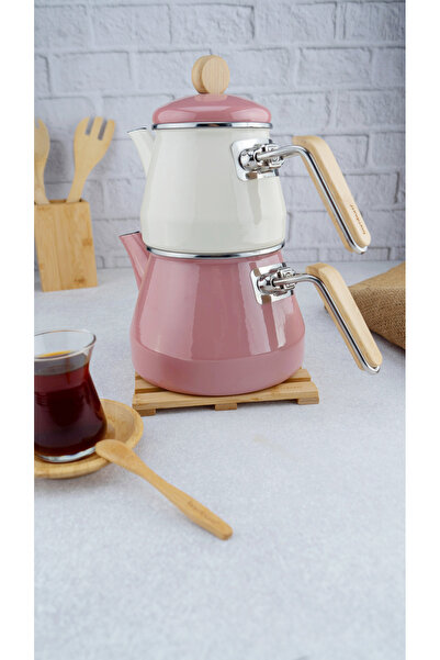 Bambum Lumino Bamboo Handled Enamel Teapot Set