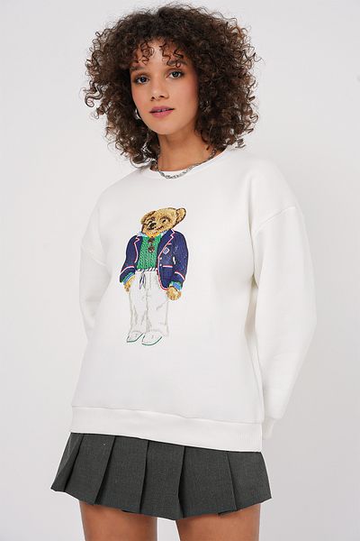 Bigdart 55447 Φούτερ με στάμπα Oversize - Λευκό