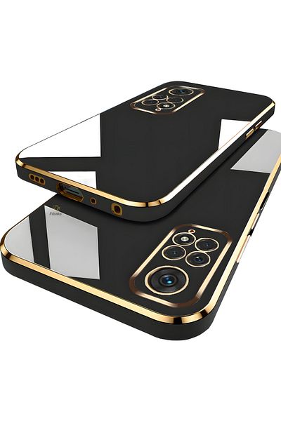 Fibaks حافظة Redmi Note 11 Pro & 12 Pro 4G ذات حافة لامعة ومطرزة باللون الذهبي وغطاء حماية للكاميرا
