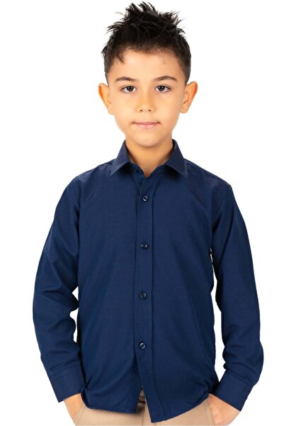 Mnk Baby&Kids Jednobojna košulja za dečake MNK0575 NAI BLUE