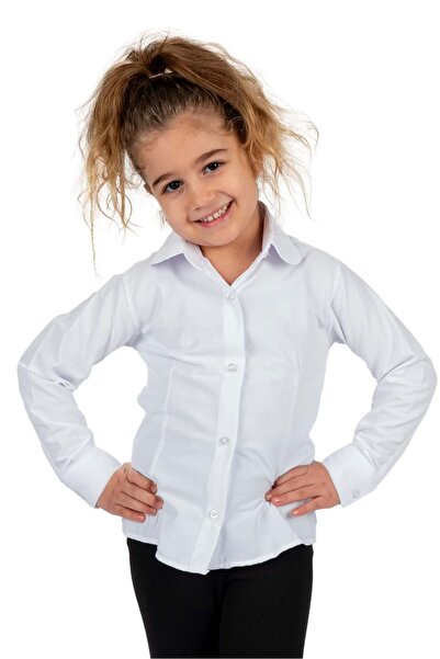 Mnk Baby&Kids Cămașă pentru fetiță de culoare uni MNK0576 ALB