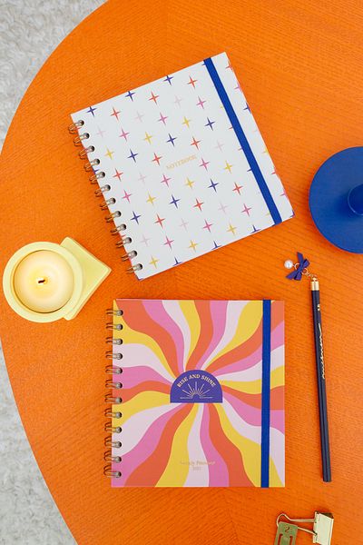 Matt Notebook 15X15 cm Square Set of 2 Spiral Weekly Agenda and Notebook for 2025 Year