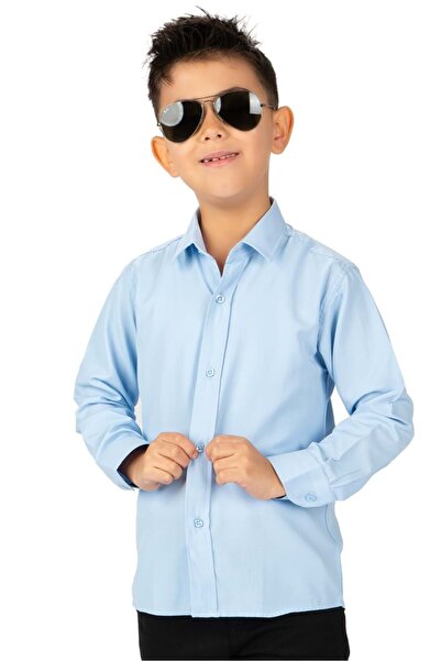 Mnk Baby&Kids Düz Renk Erkek Çocuk Gömlek MNK0575 MAVİ