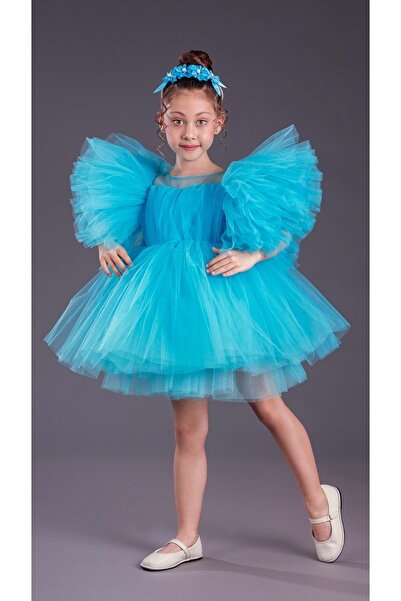 Mnk Baby&Kids Βραδινό φόρεμα για κορίτσια με φούστα τούτου και φουσκωτά μανίκ...