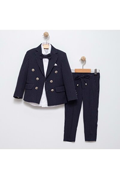 Mnk Baby&Kids Set sport pentru copii cu dungi bleumarin - jachetă, tricou și ...