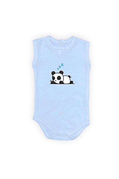 Mnk Baby&Kids بدلة أطفال سليبي بطبعة باندا - زيبين، أزرق فاتح بادي