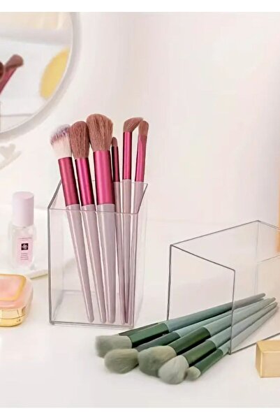 Pleksi Marketi Прозрачен акрилен държач за козметични четки: 10X7X7CM 2 бр.