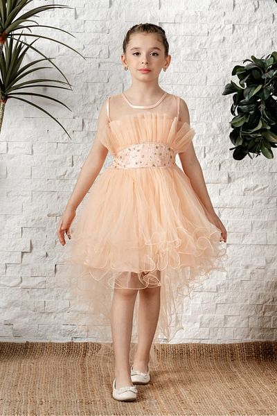 Mnk Baby&Kids Long Train Tutu Strappy Girl's Filira Dress MNK0584 SALMON