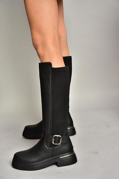 Fox Shoes Τ 996332009   Μαύρες κλασικές μπότες από ύφασμα κατάδυσης