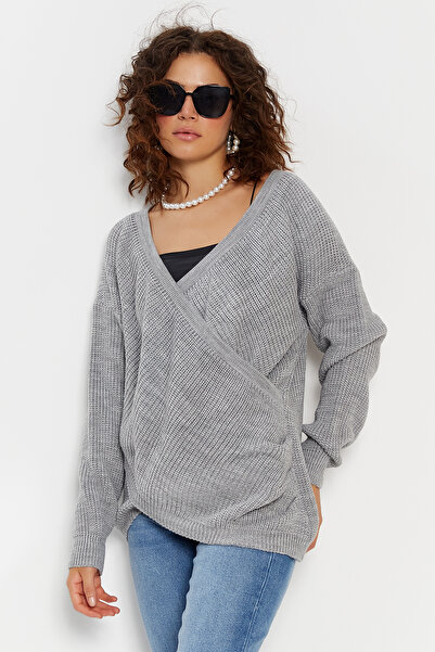 Hopoi Women's Double Breasted Collar Loose Sweater Hop85011