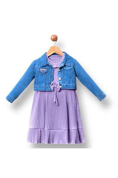 Mnk Baby&Kids Rochie pentru fetiță cu jachetă de blugi MNK2119 LILA