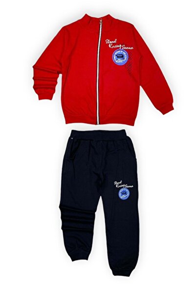 Mnk Baby&Kids طقم بدلة رياضية للأطفال بسحاب وخيطين MNK0554 DARK RED