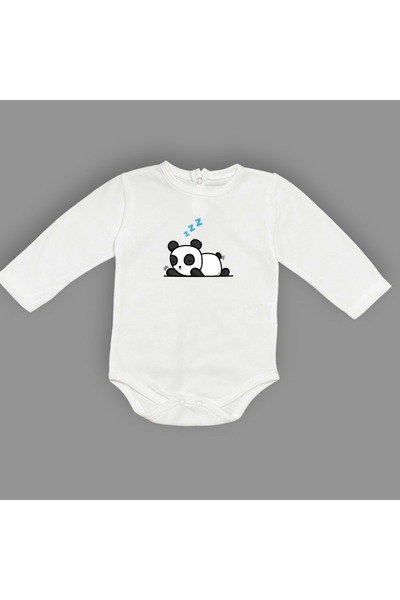 Mnk Baby&Kids بدلة أطفال مطبوعة بطبعة باندا نعسانية مع أزرار كبس EKRU