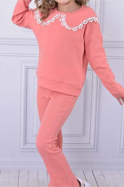 Mnk Baby&Kids Φόρμα γυμναστικής για κορίτσια με γιακά με ραβδώσεις MNK0569 NAR FLOWER