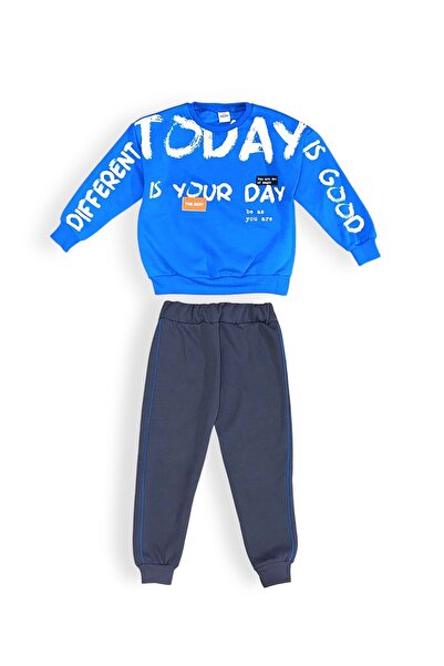 Mnk Baby&Kids 3iplik İçi Polarlı Çocuk Eşofman MNK415169 SAKS MAVİ