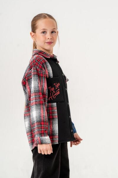 GİYİCEM Kız Çocuk Asimetrik Ekoseli Gömlek