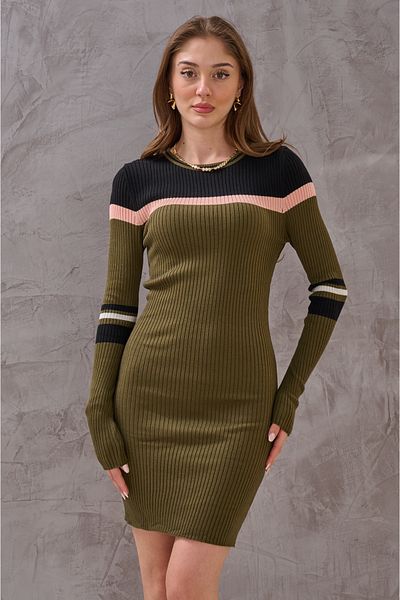SHUGAA Rochie de damă, elegantă, în dungi, elegantă, la tendință, cu nervuri