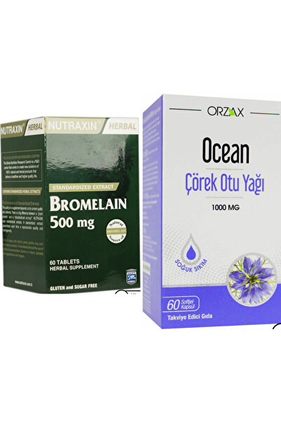 Nutraxin Bromelain 500 mg 60 Tablet + Ocean Çörek Otu Yağı 1000 mg 60 Kapsül Avantajlı Form Paketi