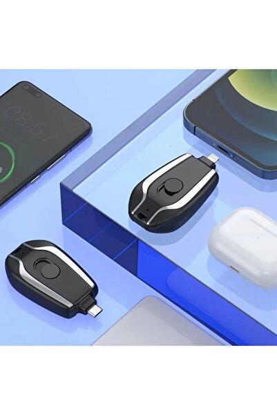 libescarf Type C Anahtarlık Şeklinde Mini Taşınabilir Acil Durum Powebank Hızlı Şarj Alet 1500 Mah