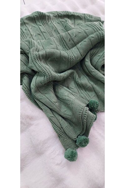 BALADI HOME Copy - Pompom Knitwear Tv-Knee Blanket 130 X 170 cm You Can Use for Shawl and Sofa