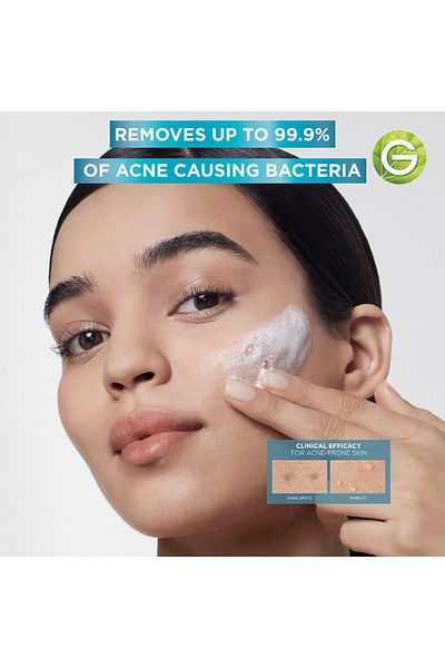 Garnier غسول الوجه 3 في 1 من سكين أكتيف فاست كلير بحمض الساليسيليك وفيتامين سي، 150 مل