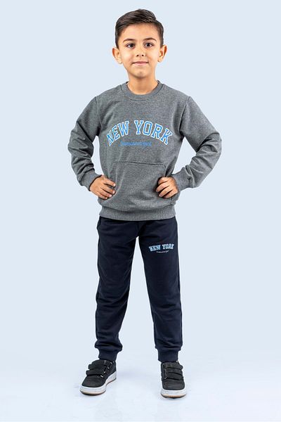 Mnk Baby&Kids Gray New York Printed Tracksuit Set - Mnkdm1001